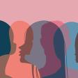 overlapping shadow outlines of human heads in multiple colors