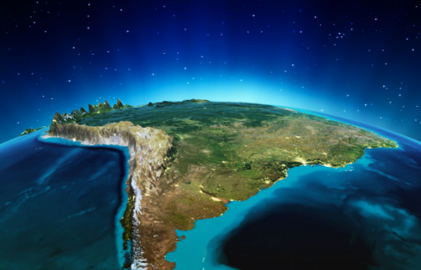 View of South America from space